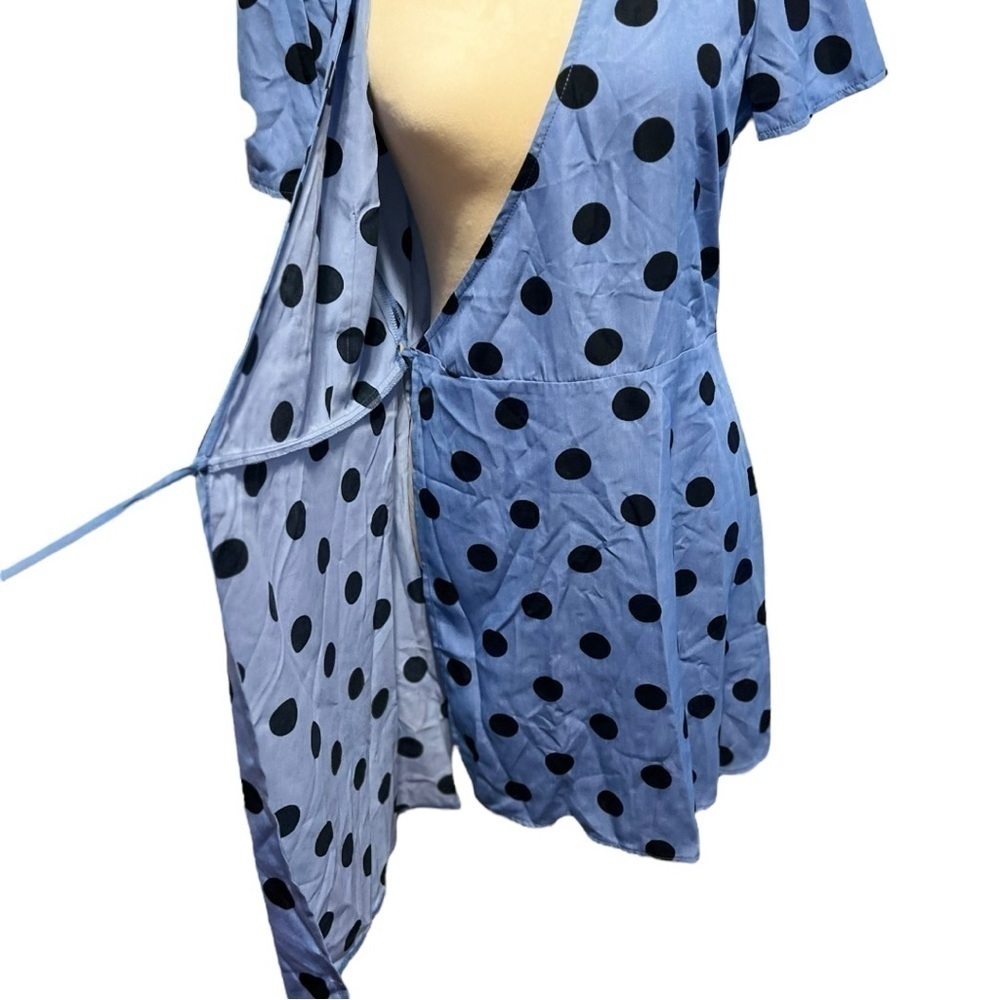Cooper St Women's Short Sleeve polka dot Printed Wrap Mini Dress size small - Picture 5 of 7